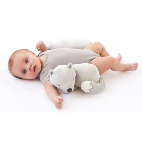 Cale-Bébé P'tit Loup Tinéo 0-3m - Maintien sur le dos et peluche GRIS 2 - vertbaudet enfant 