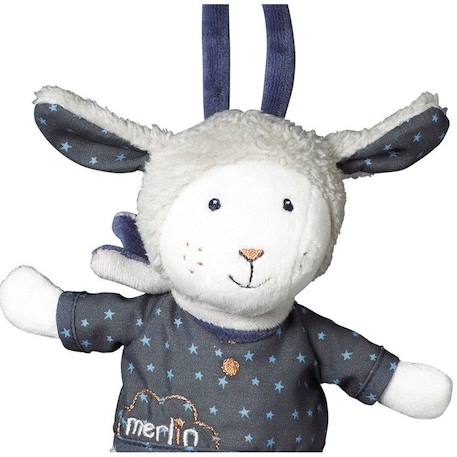 Peluche - MERLIN - Mini Musical Mouton en velours blanc - Pour bébé - Intérieur BLANC 2 - vertbaudet enfant 