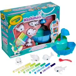 Jouet-Activités artistiques et musicales-Coffret de coloriage 3D lavable - CRAYOLA - Washimals - Animaux océaniques - 4 animaux et 6 feutres inclus