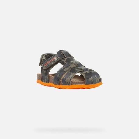 Sandale Enfant Geox Chalki - Scratch Double - Vert Militaire/Orange VERT 3 - vertbaudet enfant 