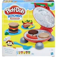 Jouet-Activités artistiques et musicales-Loisirs créatifs-Set pâtes à modeler - PLAYDOH - Burger Party - Accessoires pour créer des hamburgers et hot-dogs - Dès 3 ans