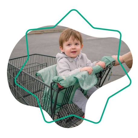 BADABULLE Protège-siège chariot pour enfant, universel, poche de rangement et jouet sensoriel intégrés VERT 2 - vertbaudet enfant 