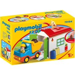 Jouet-Jeux d'imagination-Figurines, mini mondes, héros et animaux-PLAYMOBIL - 70184 - PLAYMOBIL 1.2.3 - Ouvrier avec camion et garage - Matériaux mixtes - Enfant - Multicolore