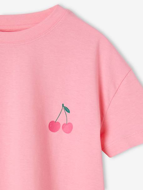 Tee-shirt uni Basics fille manches courtes rose bonbon+turquoise+vert amande 4 - vertbaudet enfant 