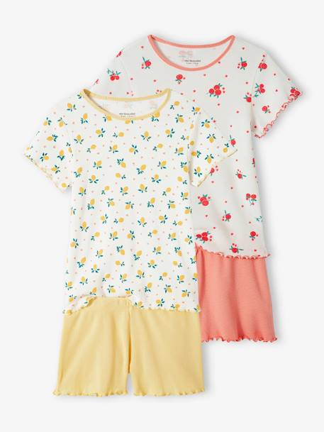 Lot de 2 pyjashorts fruits fille en maille côtelée  - vertbaudet enfant