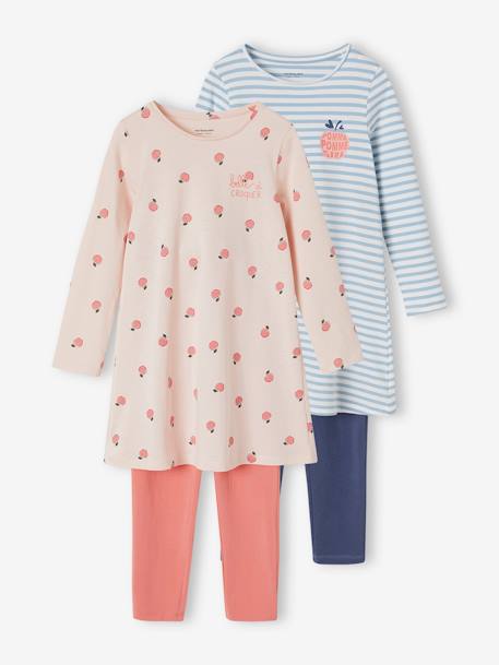 Lot de 2 chemises de nuit "pommes" + legging  - vertbaudet enfant