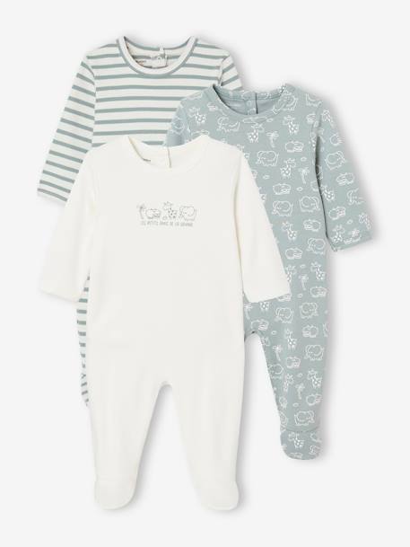 Lot de 3 dors-bien bébé en interlock BASICS bleu grisé+cappuccino+rose 1 - vertbaudet enfant 