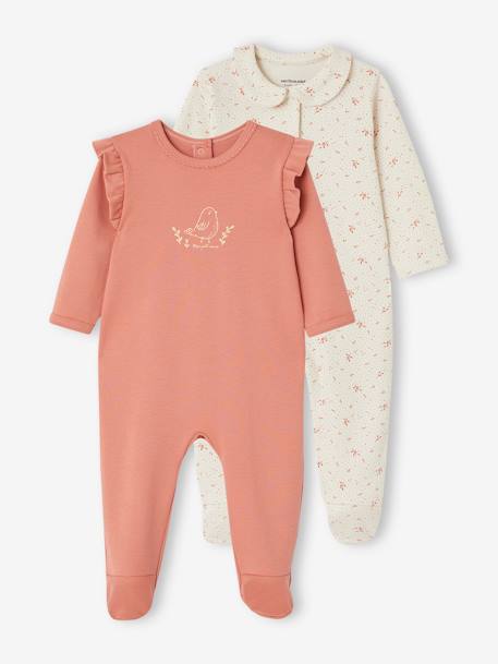 Lot de 2 dors-bien en interlock bébé vieux rose 1 - vertbaudet enfant 