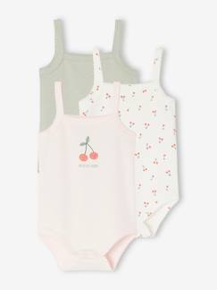 Lot de 3 bodies cerises bébé fines bretelles en coton biologique  - vertbaudet enfant