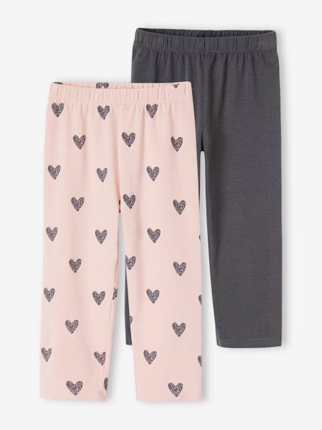 Lot de 2 leggings courts fille anthracite+jaune pastel 1 - vertbaudet enfant 