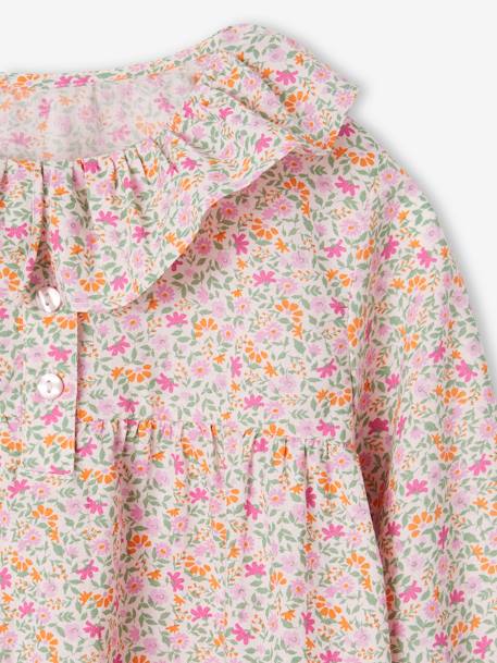 Blouse imprimée fleurs fille écru+rose+vert d'eau+vert sapin 10 - vertbaudet enfant 