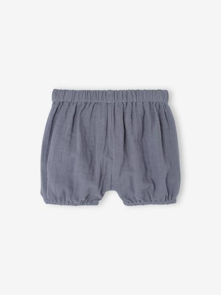 Lot de 2 bloomers naissance en gaze de coton bleu grisé+écru 4 - vertbaudet enfant 