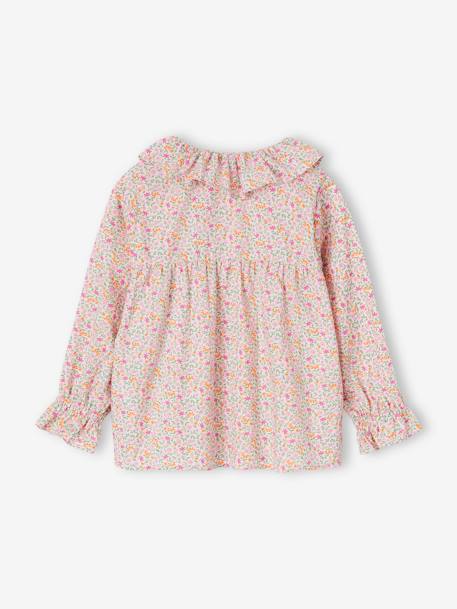 Blouse imprimée fleurs fille écru+rose+vert d'eau+vert sapin 9 - vertbaudet enfant 