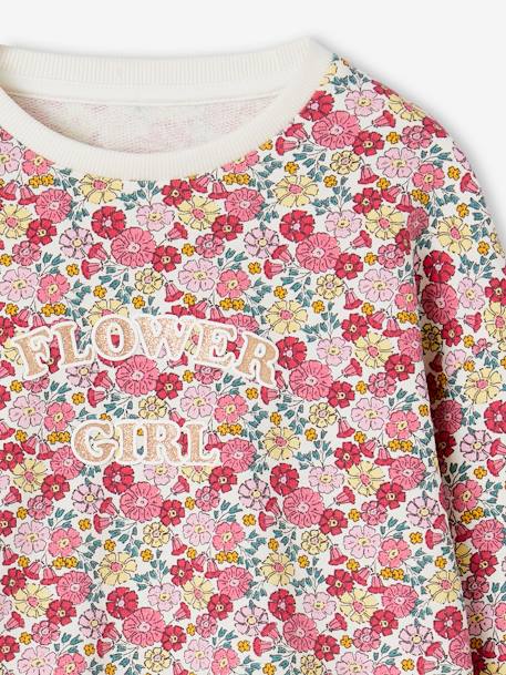 Sweat motifs fleurs fille rose 3 - vertbaudet enfant 