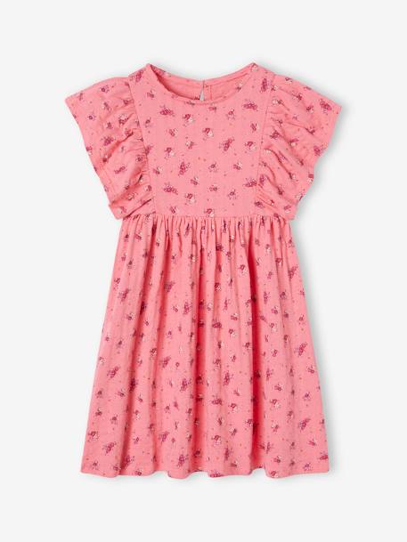 Robe à fleurs maille reliéfée fille écru+mandarine+rose bonbon 10 - vertbaudet enfant 