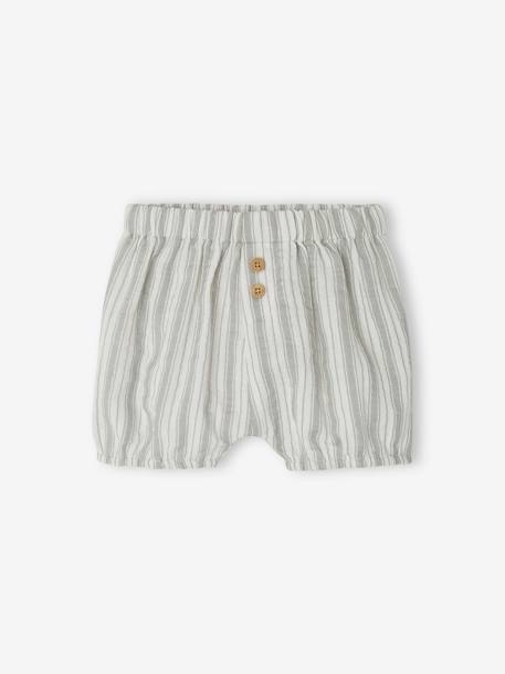 Lot de 2 bloomers naissance en gaze de coton bleu grisé+écru 3 - vertbaudet enfant 