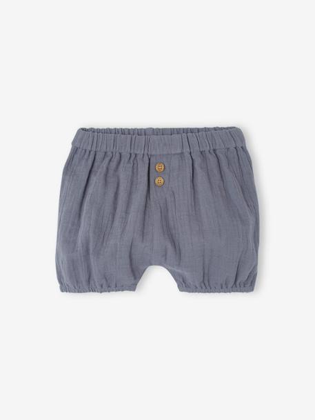 Lot de 2 bloomers naissance en gaze de coton bleu grisé+écru 2 - vertbaudet enfant 