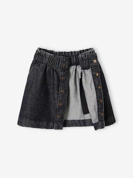 Jupe en jean pressionnée style paperbag fille denim gris 4 - vertbaudet enfant 