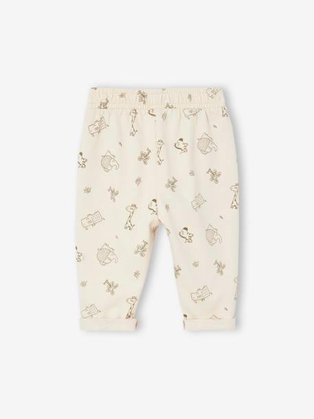 Pantalon imprimé en molleton bébé écru+kaki 2 - vertbaudet enfant 