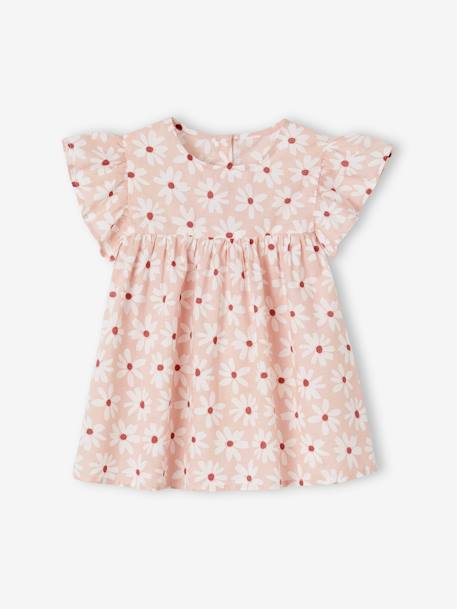 Blouse imprimée fille manches courtes à volants orange imprimé+rose pâle 7 - vertbaudet enfant 