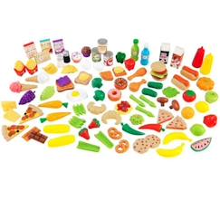 -KidKraft - 115 Accessoires pour cuisine enfant dont fruits légumes, pizza, gauffres factices