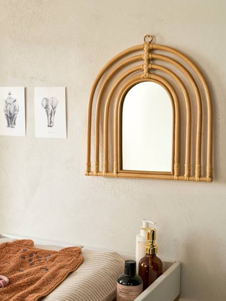 Miroir arc-en-ciel en rotin beige 2 - vertbaudet enfant 