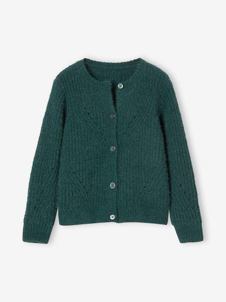 Fille-Pull, gilet, sweat-Gilet en maille chenille ajourée fille