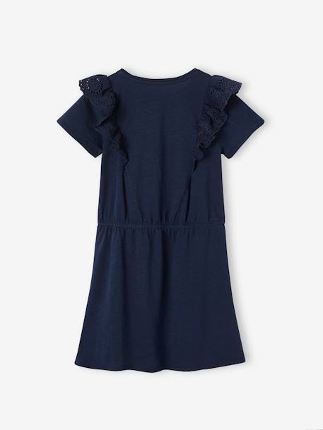 Robe avec volants en broderie anglaise fille jaune pâle+marine+vert de gris 5 - vertbaudet enfant 