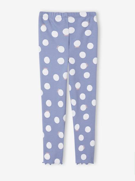 Legging imprimé en maille côtelée fille bleu chambray+écru 2 - vertbaudet enfant 