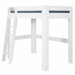 Chambre et rangement-Chambre-Pack lit mezzanine 2 places avec bureau et matelas Ali Blanc 140x190 cm