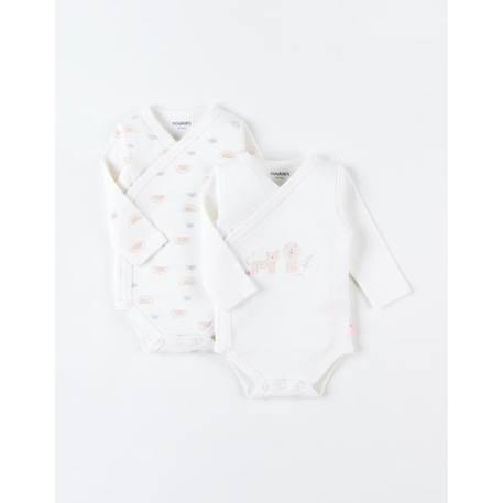 Set de 2 bodies croisés manches longues imprimés BLANC 1 - vertbaudet enfant 