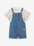 Ensemble t-shirt + salopette en jean fille stone 1 - vertbaudet enfant 