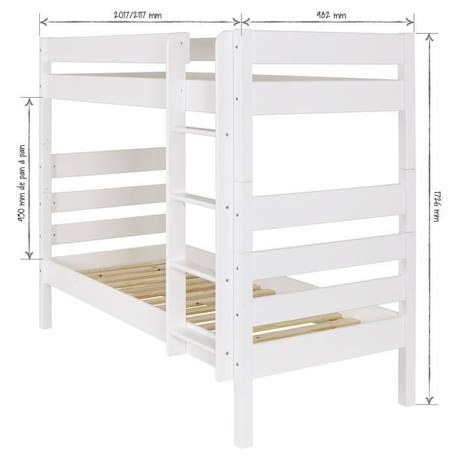 Lit superposé haut Nubie   Blanc 90x190 cm BLANC 4 - vertbaudet enfant 