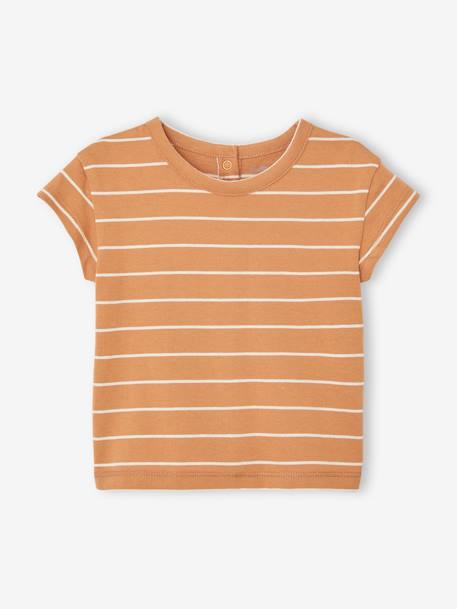 Lot de 2 T-shirts basics bébé manches courtes bleu grisé+caramel 11 - vertbaudet enfant 