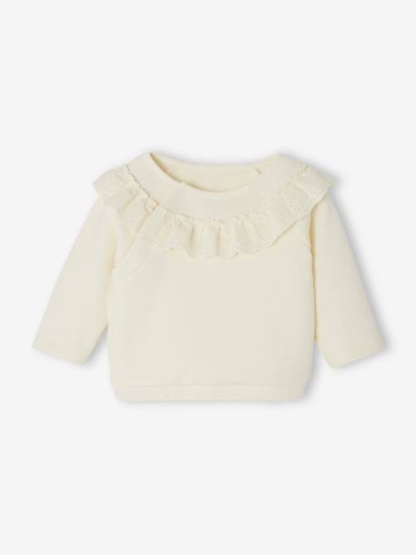 Sweat volant en broderie anglaise naissance écru 2 - vertbaudet enfant 