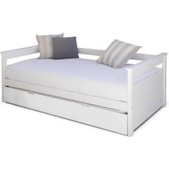 Chambre et rangement-Pack Lit gigogne Izao avec matelas  Blanc 90x190 cm