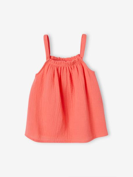 Fille-Chemise, blouse, tunique-Blouse à bretelles en gaze de coton fille