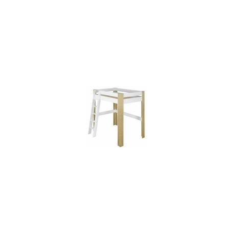 Lit mezzanine ALI enfant avec bureau Blanc et Bois Naturel 90x190 cm BLANC 2 - vertbaudet enfant 