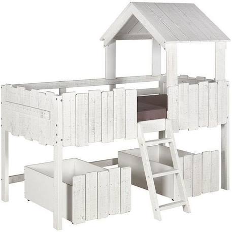 Lit cabane avec tiroirs Donnie  Blanc 90x190 cm BLANC 1 - vertbaudet enfant 