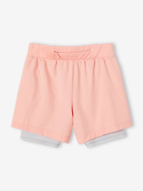 Short sport 2 en 1 fille matière technique corail 2 - vertbaudet enfant 