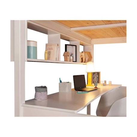 Lit mezzanine avec bureau  Orphée - Blanc - Bois massif - 90x190 cm - Sommier inclus BLANC 3 - vertbaudet enfant 