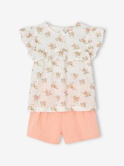 -Ensemble de cérémonie fille blouse volantée et short en gaze