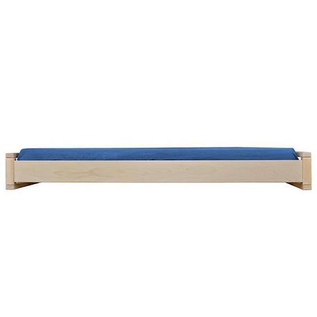 Pack lit empilable avec matelas 90x190 cm Poka bois - AKITEN RETAIL BLEU 2 - vertbaudet enfant 