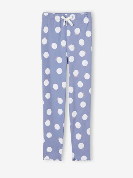 Legging imprimé en maille côtelée fille bleu chambray+écru 1 - vertbaudet enfant 