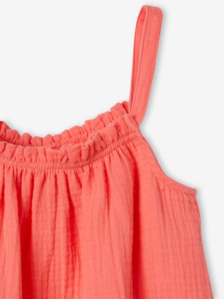 Blouse à bretelles en gaze de coton fille blanc imprimé+corail fluo+écru+sable 6 - vertbaudet enfant 