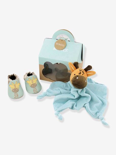 Coffret de naissance chaussons + doudou ROBEEZ© vert d'eau 4 - vertbaudet enfant 