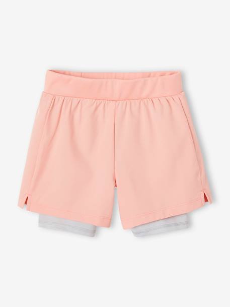 Short sport 2 en 1 fille matière technique corail 1 - vertbaudet enfant 