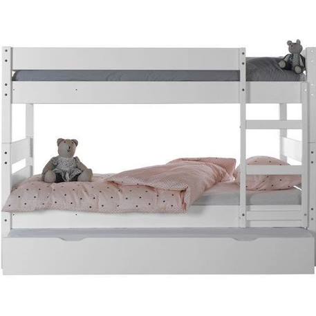 Lit superposé avec sommier gigogne Nubie  Blanc 90x190 cm GRIS 1 - vertbaudet enfant 