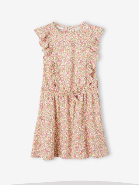 Robe imprimée à volants fille bleu ciel+rose+vert imprimé 5 - vertbaudet enfant 