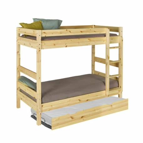 Pack lit superposé séparable avec sommier gigogne et matelas Aaron Bois naturel 80x190 cm MARRON 2 - vertbaudet enfant 